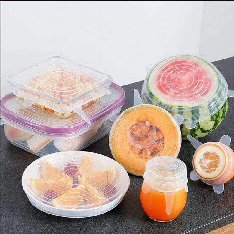 Tapas elásticas de silicona reutilizables, cubiertas herméticas para envolver alimentos, mantener el bol sellado fresco, utensilios de cocina