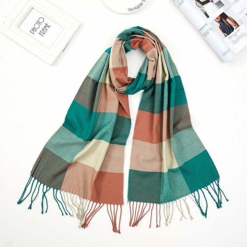 classic plaid cashmere scarf for men  winter warm scarves long tassels shawls and wraps Foulard Male Luxury Brand Neckercheif