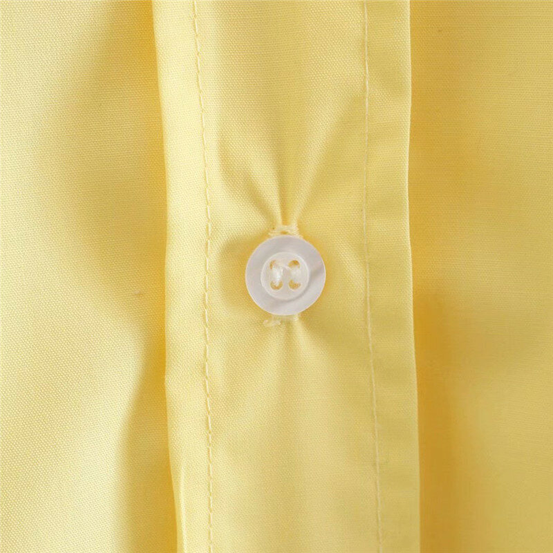 ZA-Camisa de popelina de manga larga para mujer, camisa holgada asimétrica de talla grande, con botones, color azul, amarillo y rosa, para primavera, 2021