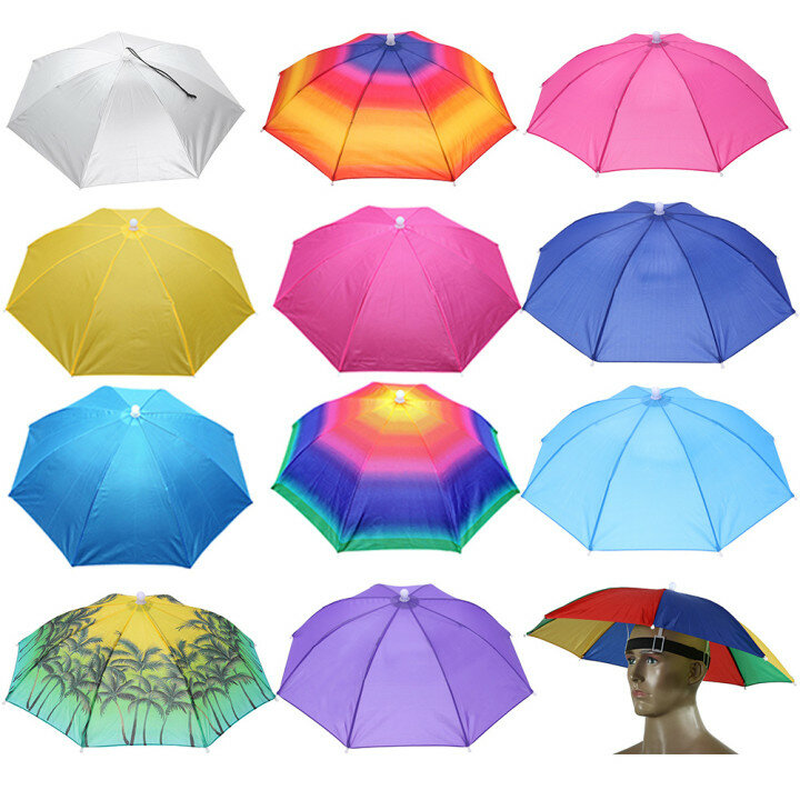 Topi Payung Kepala Lipat Topi Pancing Pelindung Matahari Antihujan untuk Pancing Luar Ruangan Topi Payung Lipat Alat Pancing