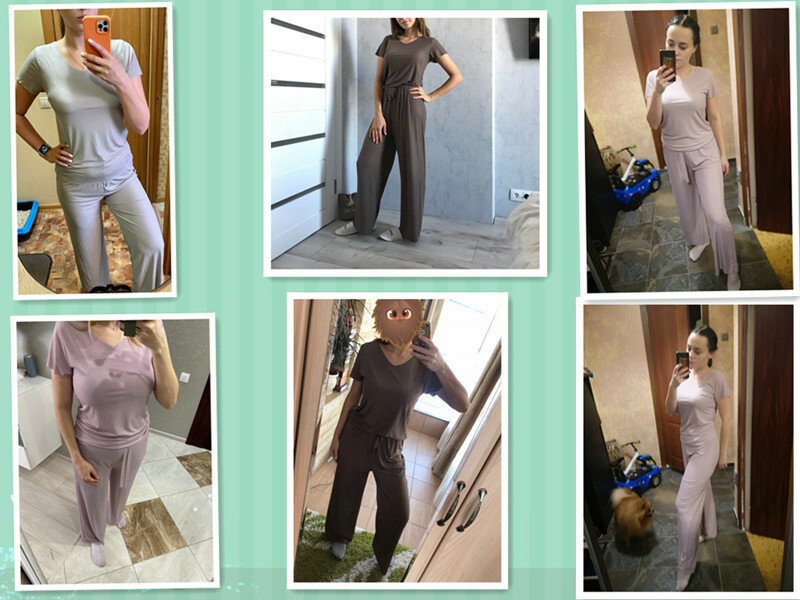 Pliktea-Conjunto de pijama holgado para mujer, ropa de casa, pantalones, Verano