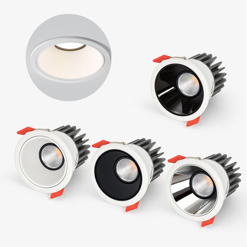 مصابيح LED مستديرة COB إضاءة هابطة متراجع 5 واط 7 واط 10 واط 12 واط للمطبخ غرفة المعيشة إضاءة داخلية مكافحة وهج عكس الضوء سقف بقعة ضوء