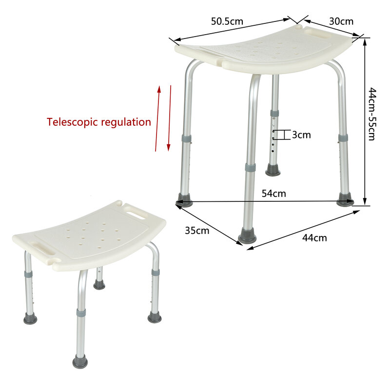 Non-slip Bath Chair Bathroom and Shower Chair 7 Gears Height Adjustable Elderly Safe Bath Tub Shower Chair Bench Stool Seat