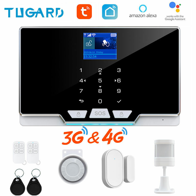 433Mhz Wifi 3G 4G Home Security Alarm System Apps Control Full-Color Light Bars Works With Alexa Google Wireless Safety Alarm