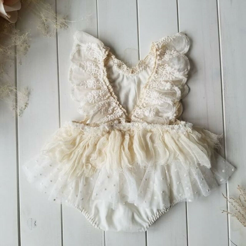 2021 New Newborn Baby Girl Flower Lace Romper Bodysuit Jumpsuit Tutu Dress Outfit Clothes