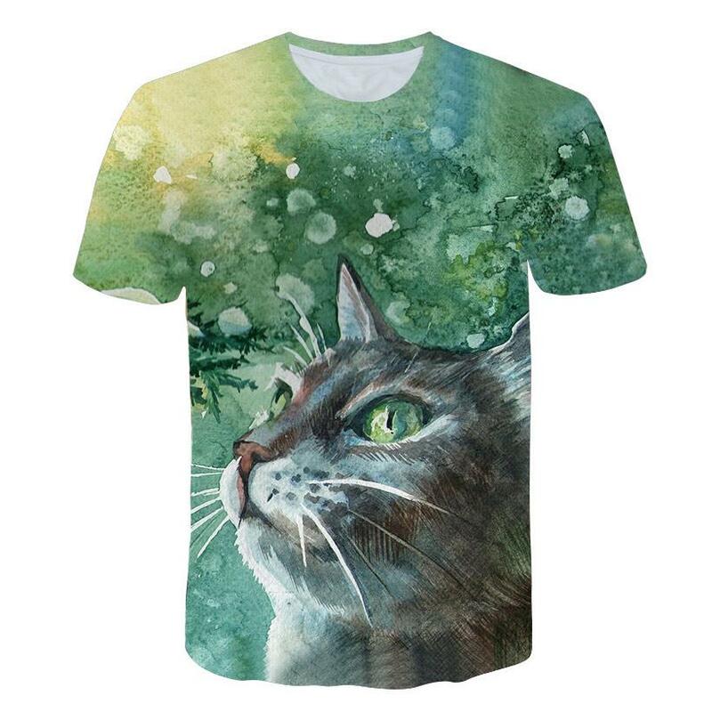 2021 새로운 여름 거리 패션 남자의 3d 인쇄 t-셔츠 귀여운 고양이 패턴 패션 거리 남자의 3d 인쇄 t-셔츠, Xxs-6xl