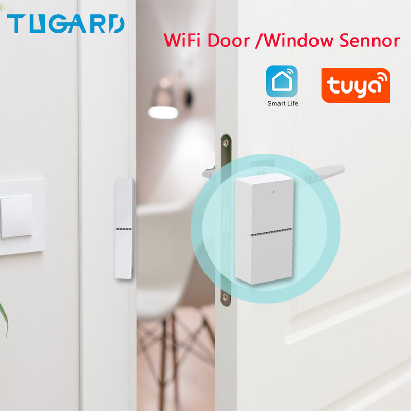 TUGARD D21 Tuya สมาร์ท WiFi เซ็นเซอร์ประตูหน้าต่างเปิดปิดเครื่องตรวจจับสนับสนุน Alexa Google Home Smartlife Security Alarm