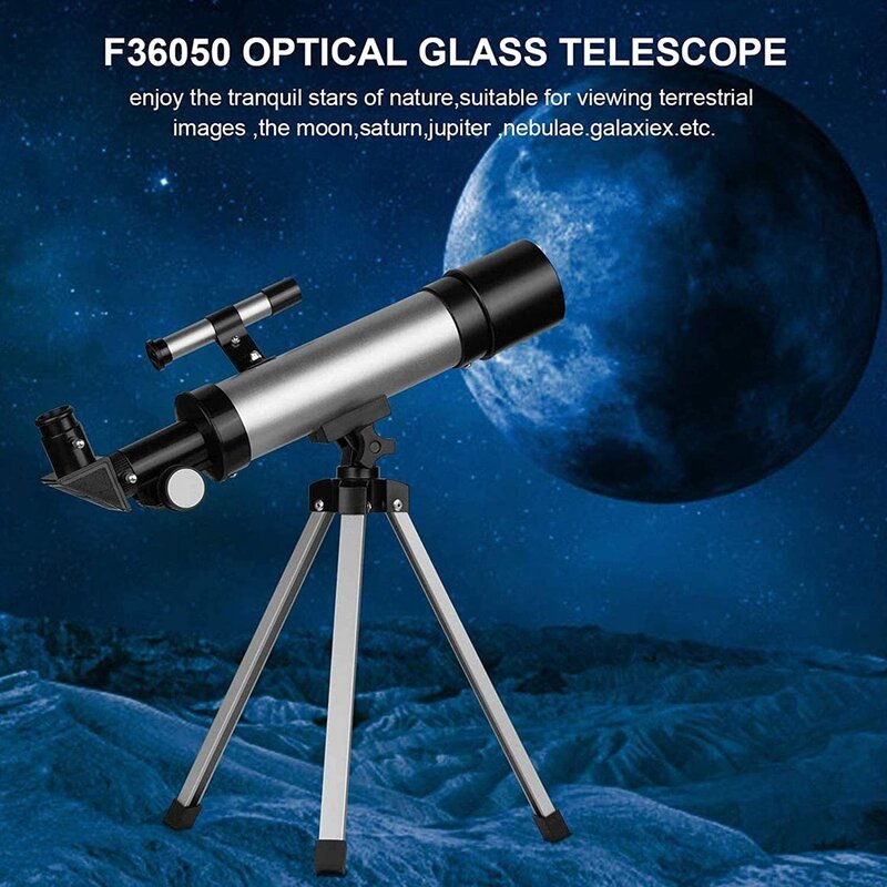 Teleskop Timisea untuk Teleskop Anak-anak untuk Pemula Astronomi Yang Mampu Pembesaran 90x Mencakup Dua Lensa Mata Di Atas Meja