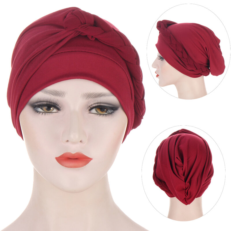 2021 Hoofd Wraps Voor Vrouwen Vlechten Tulband Caps Klaar Te Dragen Moslim Hijab Motorkap Afrikaanse Headwrap Elastische Hoofddoek Cap