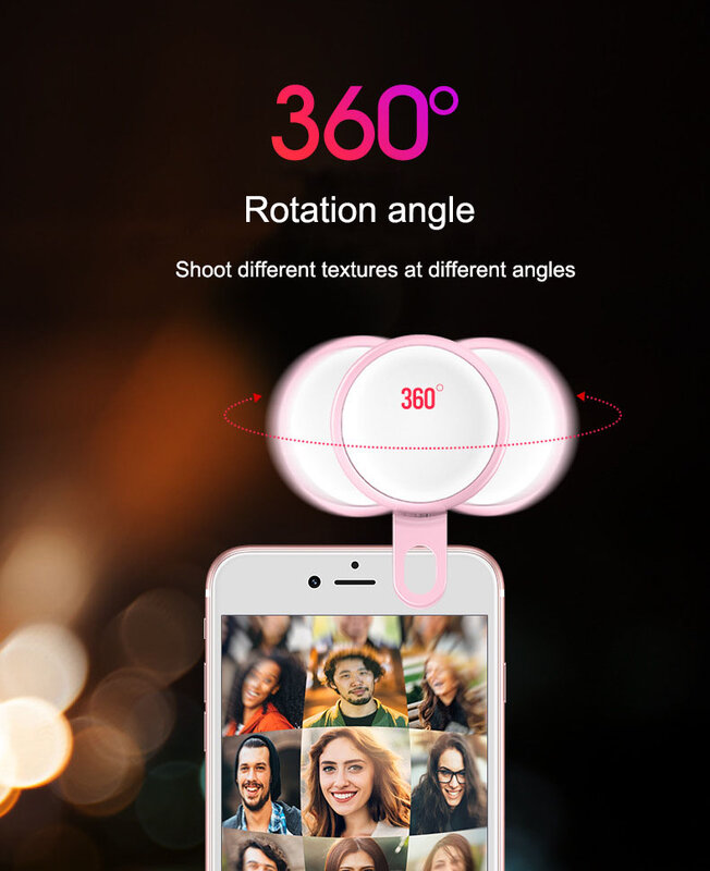 360 ° Rotativo Del Telefono Mobile Luce di Riempimento Netto Rosso di Ancoraggio Outdoor Speciale Colorful Selfie Luce di Riempimento
