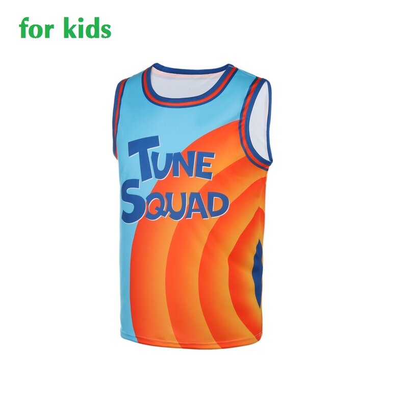 Space-Jam Basketball Jersey Tune-Squad #6 James Top and Shorts Cosplay Costume Movie A New Legacy Basketball Uniform Kids Adults