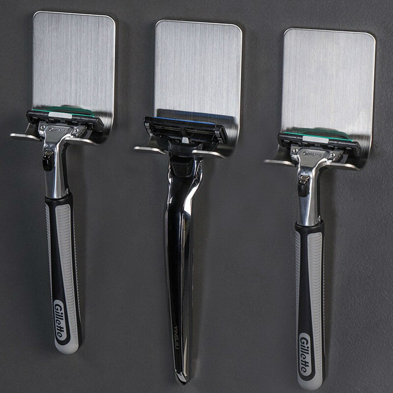 304 Stainless Steel Razor Holder for Men's Shaving Shaver Shelf Bathroom Viscose Razor Hook Wall Adhesive Storage Rack Hanger