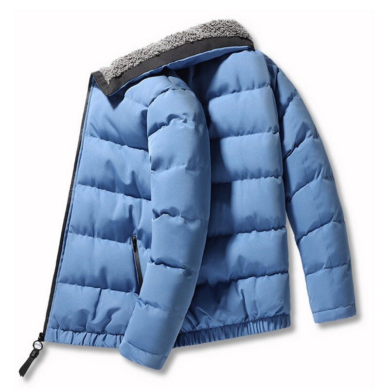 Новая теплая Толстая Мужская парка, зимняя повседневная мужская верхняя одежда, пальто, однотонная Мужская ветрозащитная хлопковая стеган...