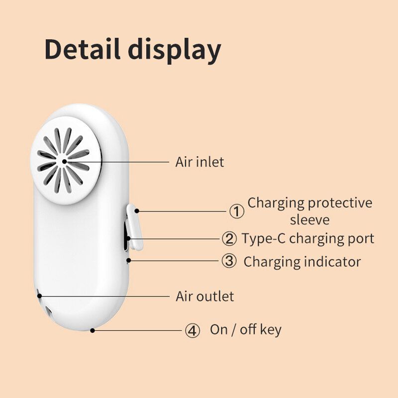 Health Manager Kipas Portabel Dapat Digunakan Kembali untuk Masker Wajah Filter Udara Clip-On Kipas Mini Knalpot Isi Ulang USB
