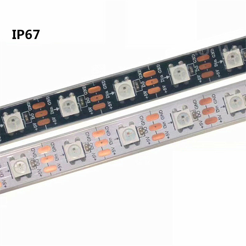 1-5 M 5V WS2812B LED Strip Lampu Secara Individual Addressable WS2812 Smart RGB LED Pixel Strip Hitam/ PCB Putih Tahan Air IP30/65/67