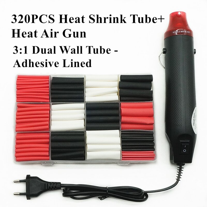 Mini pistola de ar quente e tubo do psiquiatra do calor cola dentro sortimento com jogo adesivo da luva do cabo do fio