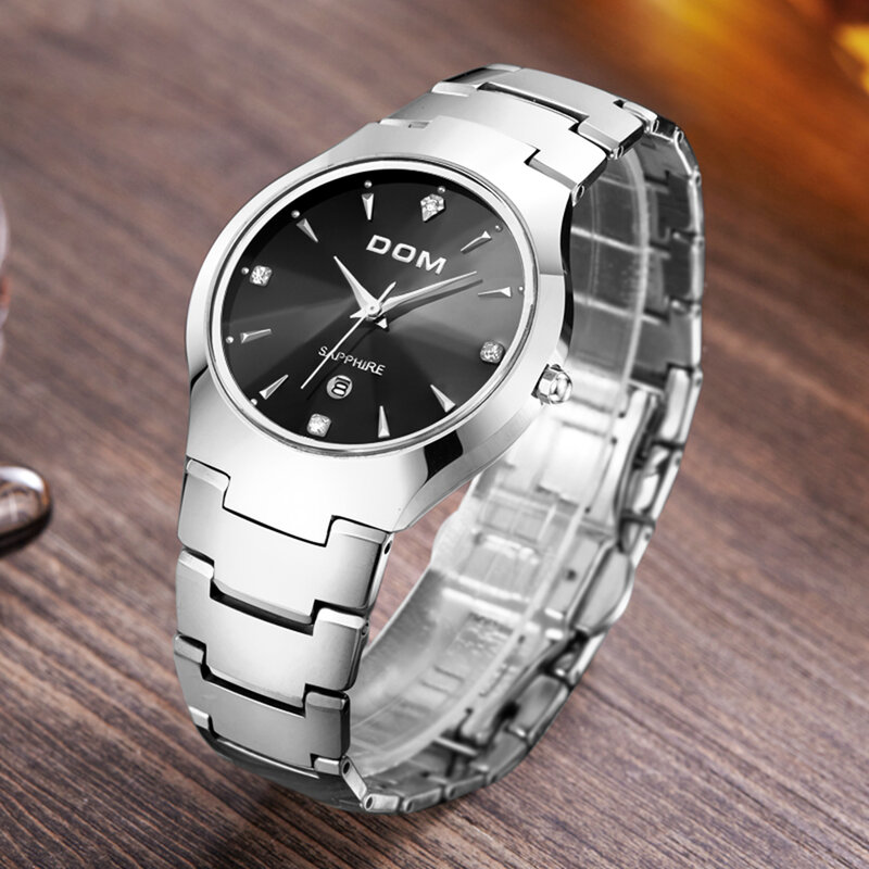 Relógio marido dom marca quente clássico tungstênio aço cinta à prova dwaterproof água moda negócios relógios presente de aniversário para o sexo masculino W-698-1M