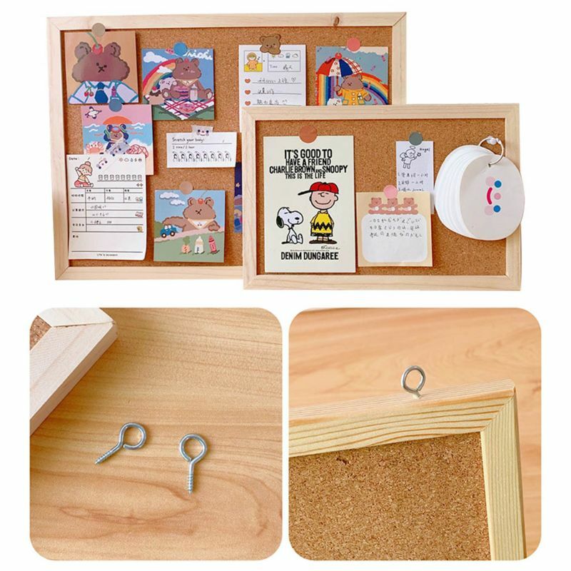 Cork Wood Wall Hanging Message Bulletin Board Frame Notice Note Memo Board for Home Office Shop School Photo Background