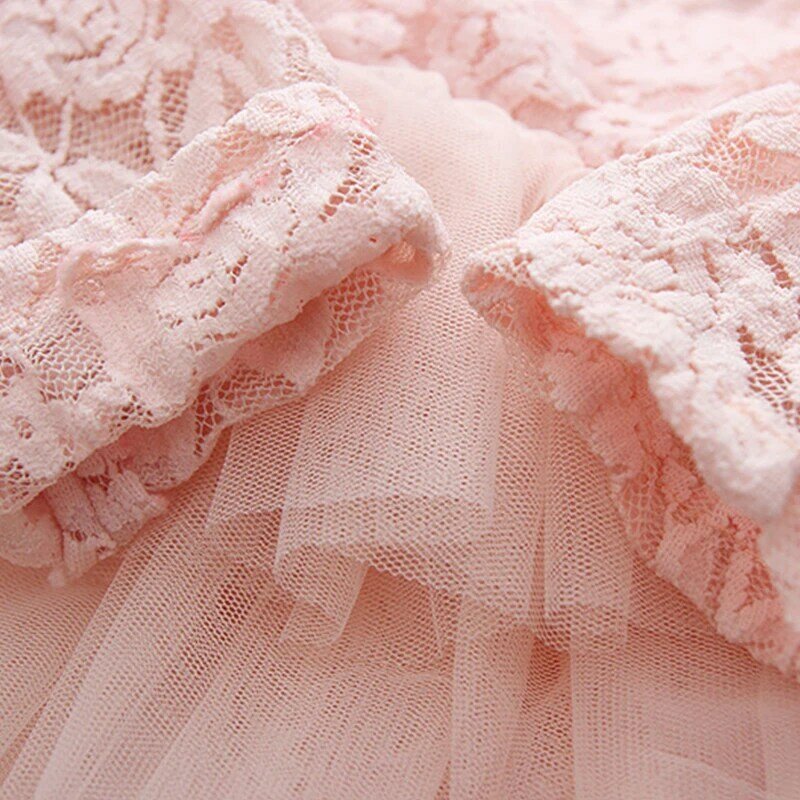 2021 New Lace Tulle Cake Girls Autumn Dress pizzo abito a maniche lunghe abito da principessa abiti per ragazze abito da sera abbigliamento per bambini