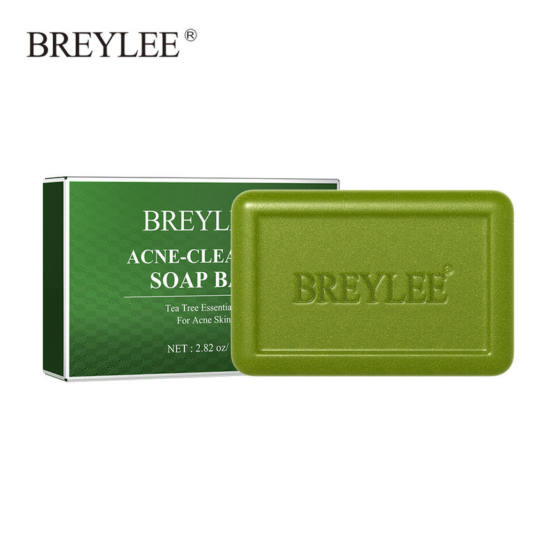 BREYLEE Acne Clearing Oil Face Wash Soap Bar Essential Pore Deep Cleansing Treatment Remove Pimple Blackhead Body Dry Face Care