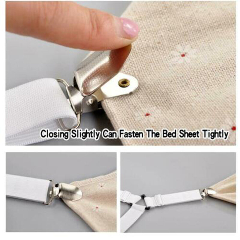 4Pcs/set Bed Sheet Clips Cover Grippers Belt Fastener Bed Sheet Non-slip Clips Mattress Elastic Cover Blankets Holder Gadgets