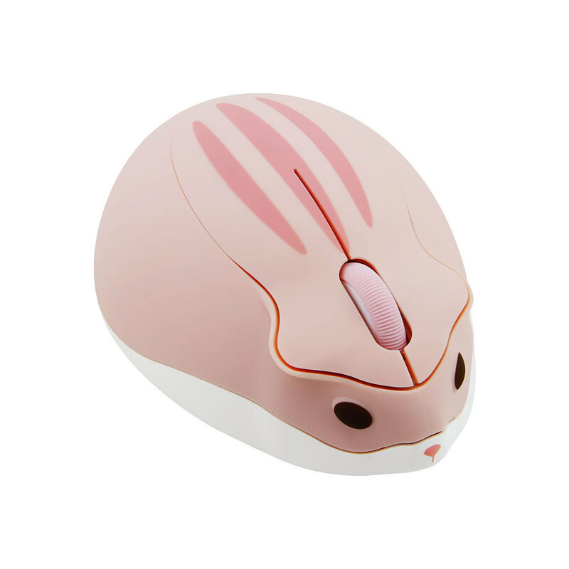 Ratón inalámbrico con diseño de hámster para niña y portátil, Mouse óptico USB con diseño de hámster de 1200DPI, color rosa, bonito
