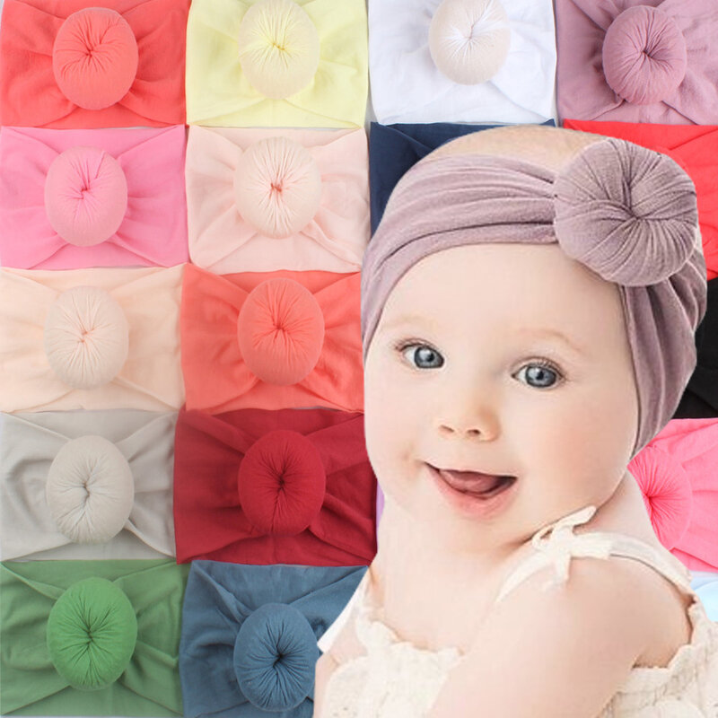 Hot New Style Babies' Headwear 23-Color Nylon Wide Children's Hair Accessories Super Soft Ball Sheer Nylon Socks Wide Hair Band