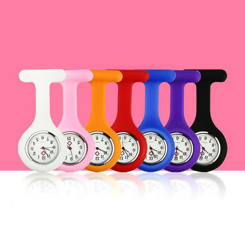 Nuevo broche Digital analógico de Color sólido con Clip, reloj de bolsillo para enfermera médica, baterías de regalo, accesorio de decoración de reloj de cuarzo médico