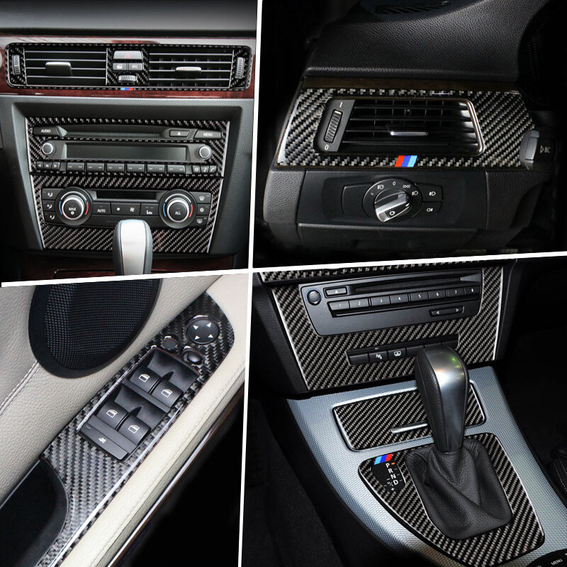 อุปกรณ์เสริมสำหรับ BMW 3 Series E90 E92 E93รถชุดคันเกียร์เครื่องปรับอากาศ CD แผงประตูพนักพิงตกแต่งรถสติกเ...