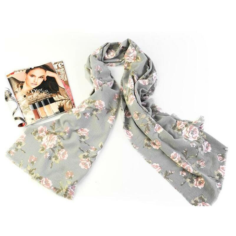 2020 New Floral Printed Knitted Scarf  Thick Twill Viscose Long Winter Scarves Women Girl Tropical Printed Scarf Cape Shawl Wrap