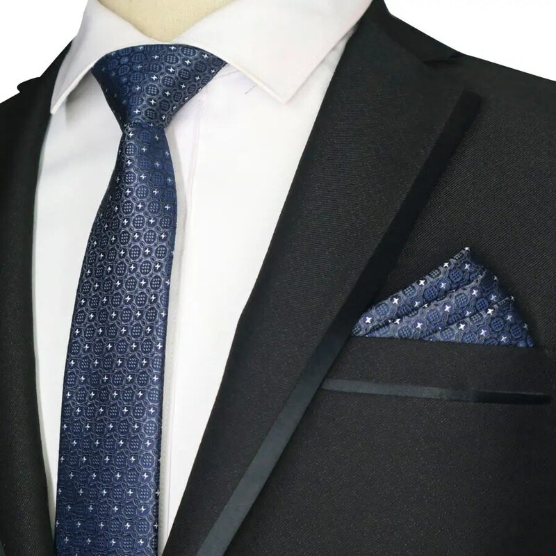 6 cm Skinny Men's Ties Pocket Square Set Dots Stripes Étroit Slim tie hanky sets 