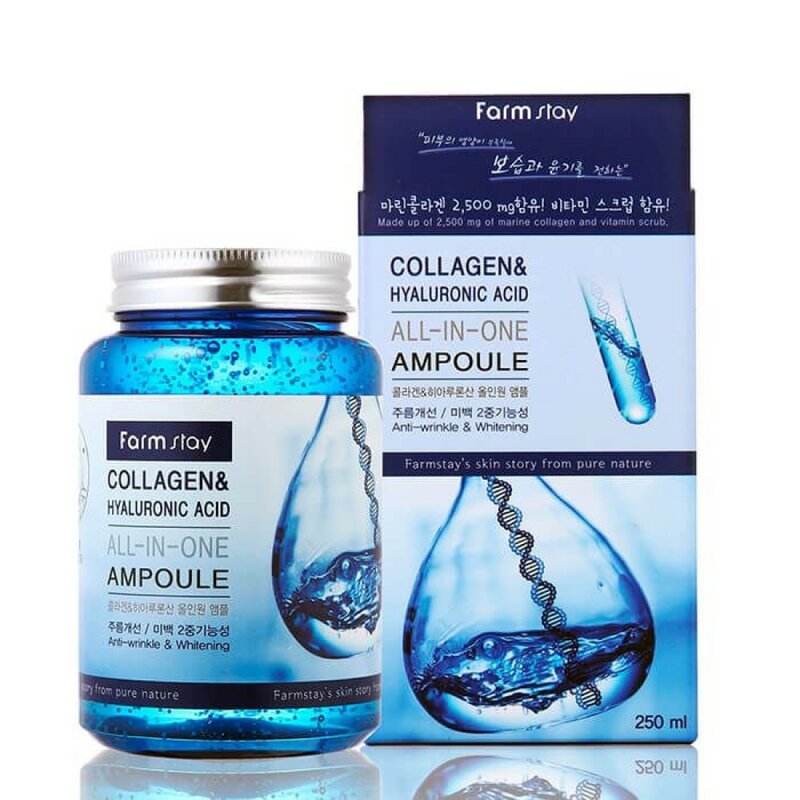 Сыворотка для лица Farm Stay All In One Collagen and Hyaluronic Ampoule 250ml
