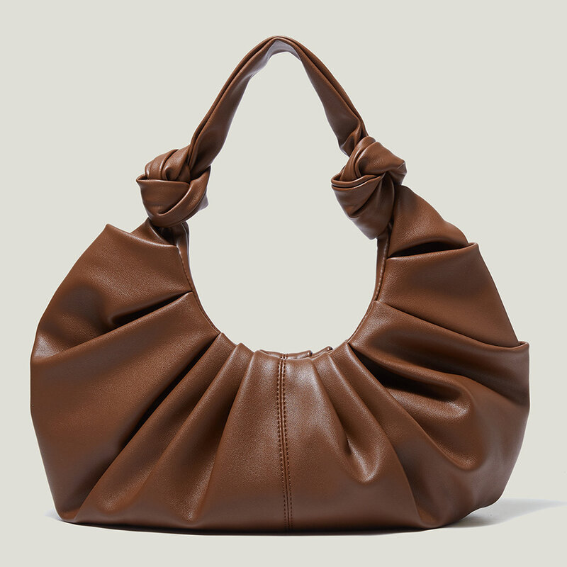 Винтажные дамские сумочки с рюшами, модные плиссированные сумки на плечо в стиле ретро, большая женская сумка-хобо с полумесяцем, кошелек дл...