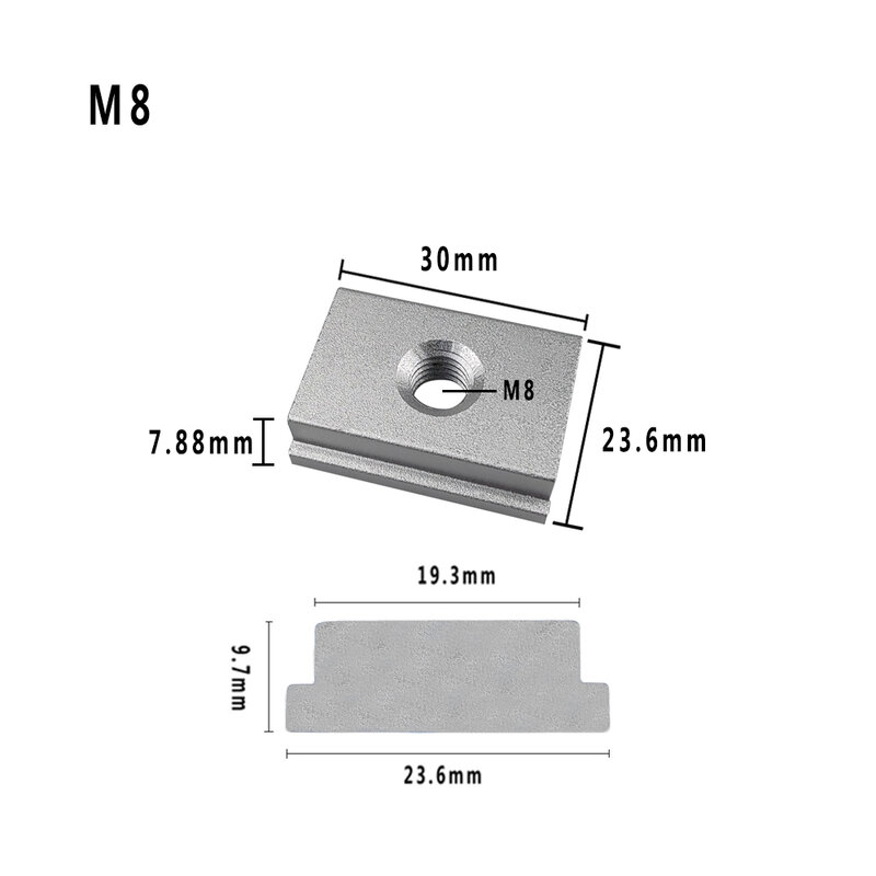 Tuerca de ranura en T de aleación de aluminio modelo t-tracks M6/M8, pista de inglete estándar para enrutador de banco de trabajo, herramienta de carpintería