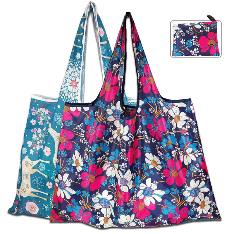 Floral impresso bolsa de ombro das mulheres lona verão praia saco uso diário feminino sacola de compras senhora bolsa de grande capacidade