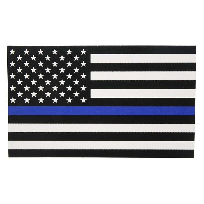 5 Buah Polisi Garis Biru Tipis Bendera Amerika Decal Mobil Komputer Stiker Grafis