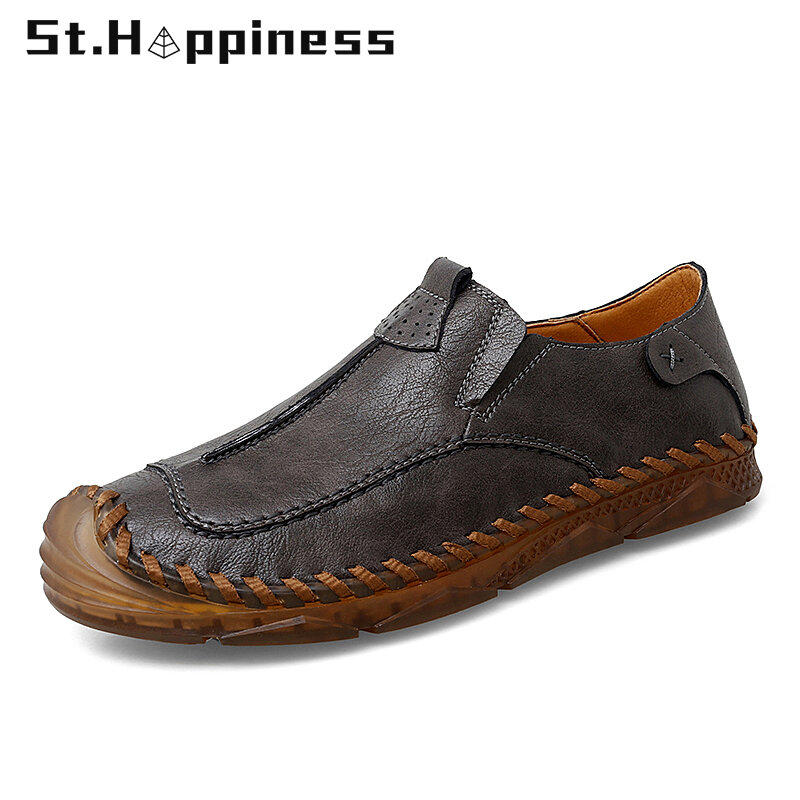 2021 nowych mężczyzna obuwie moda miękkie skórzane buty do jazdy samochodem marki Slip On płaskie buty mokasyny mokasyny męskie buty duży rozmiar 48
