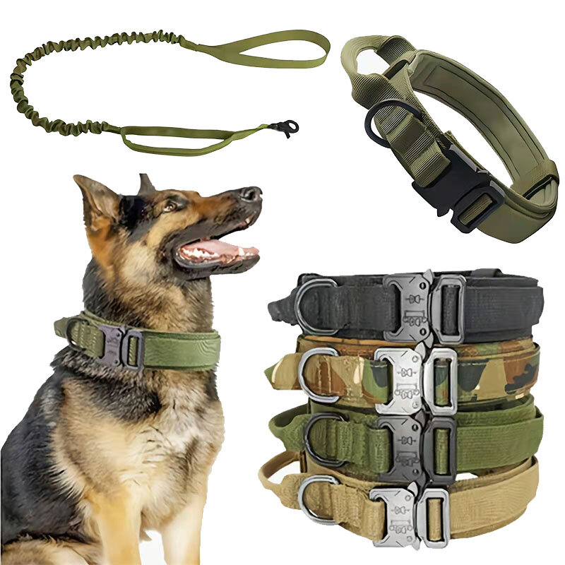 Coleira de cachorro tático coleira de animal de estimação ao ar livre tração militar grande e de médio porte cão adequado para coleira de cão ajustável