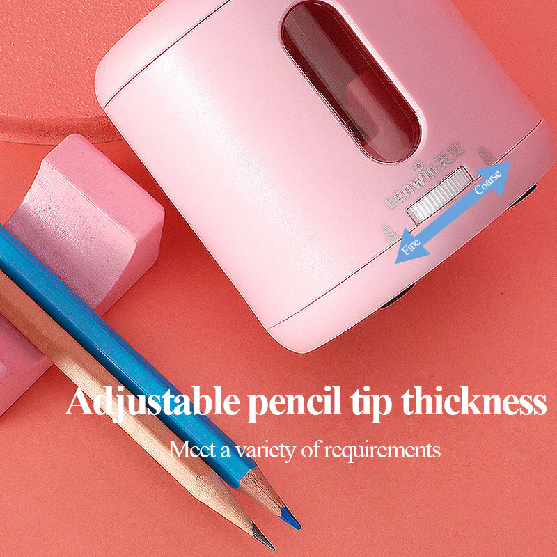 Tenwin 8035 Electric Pencil Sharpener Adjustable Thickness Battery/Plug-in Power Automatic Pencil Sharpener for Pencils Φ6-8mm
