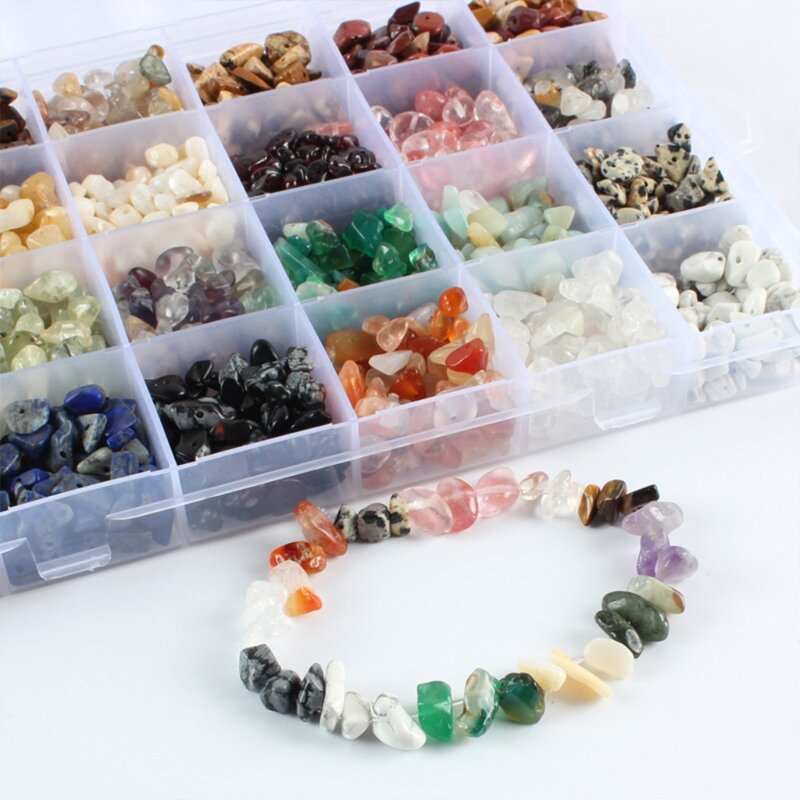 Irregular Natural Stone DIY Craft Accessories Combination Gemstone Beads 24 Grids  Bracelet Earring Making Art L41B