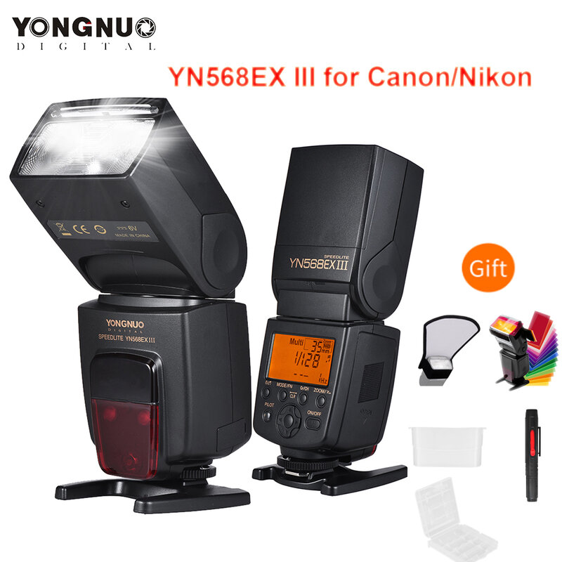 Yongnuo yn568ex YN-568EX iii ttl hss sem fio para canon 1100d 650d 600d nikon dslr câmera compatível yongnuo com presentes gratuitos