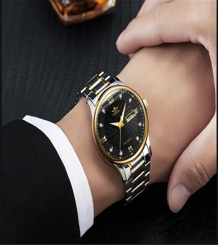 KMQI-reloj de cuarzo deportivo para hombre, cronógrafo luminoso de lujo, de acero inoxidable, con fecha, resistente al agua