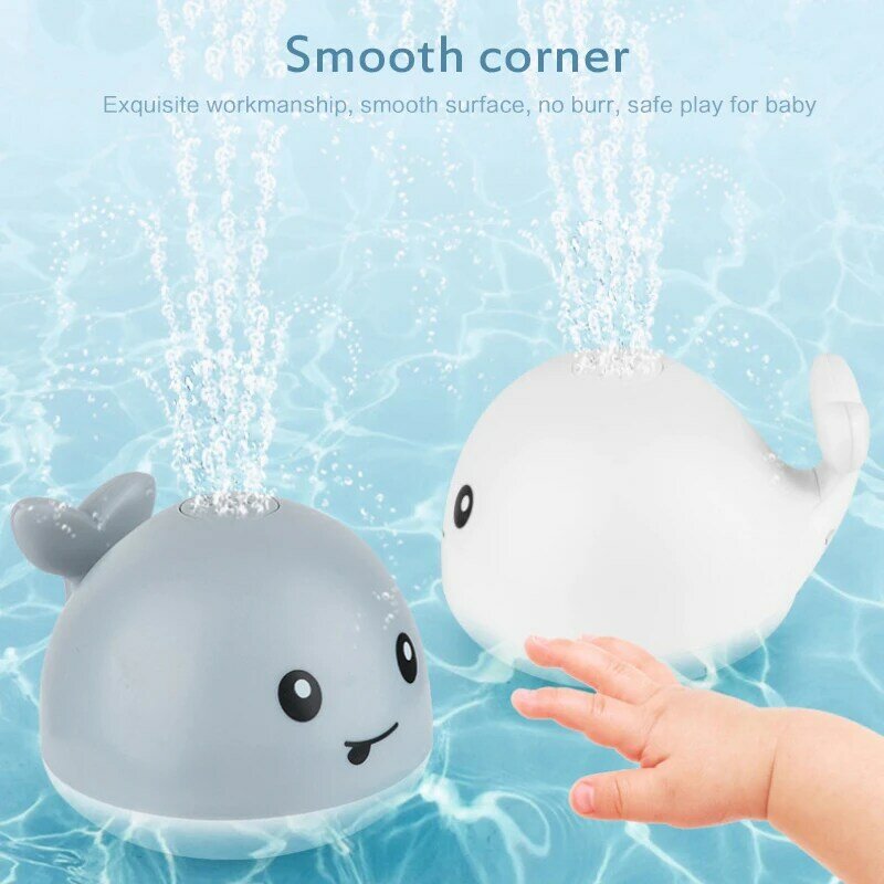 Baleia bonito spray de água sprinkler banheiro bebê banho brinquedo criança aspersão chuveiro natação brinquedos crianças presente led indução