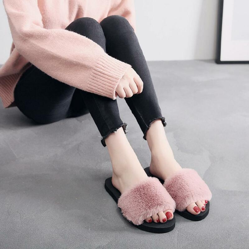 65% Dropshipping!!Winter Slippers Open Toe Shock-absorption Anti-slip Soft High Elasticity Candy Color Slide Slippers for Daily