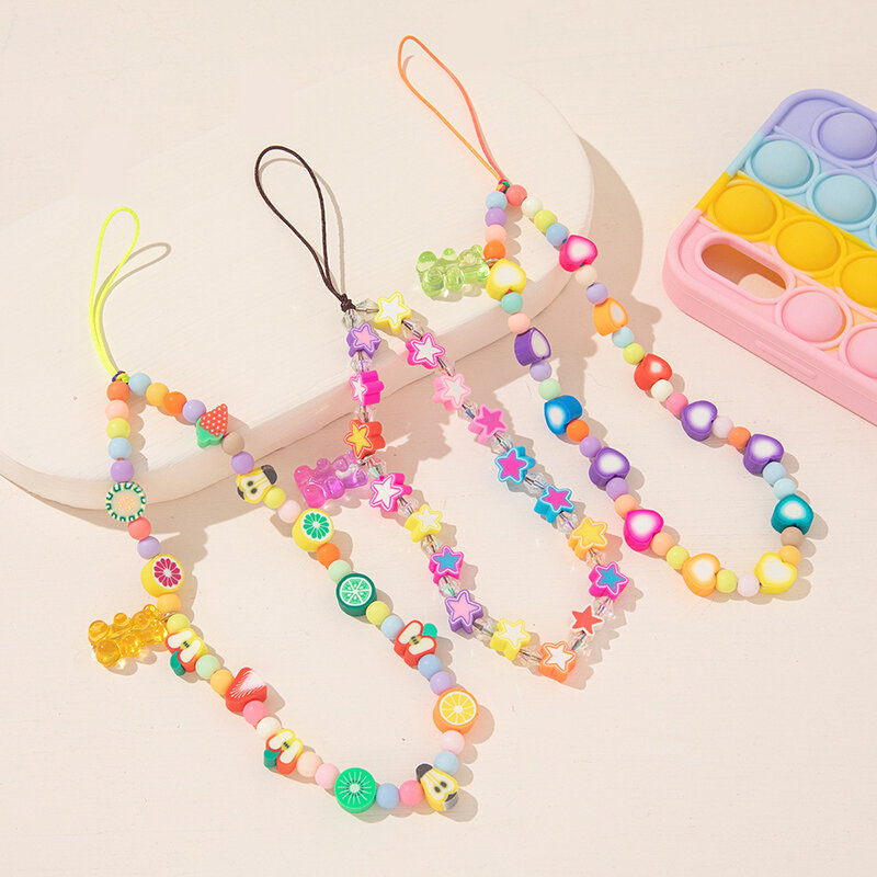 Makersland-Cadena de sonrisa colorida para teléfono móvil, cadena de fruta con corazón, cordón para mujer, accesorios de moda, tendencia al por mayor