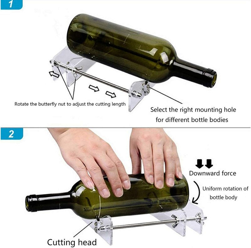 Herramienta para corte de vidrio profesional, herramienta para cortar botellas, vino, cerveza, con destornillador, automontaje, bricolaje