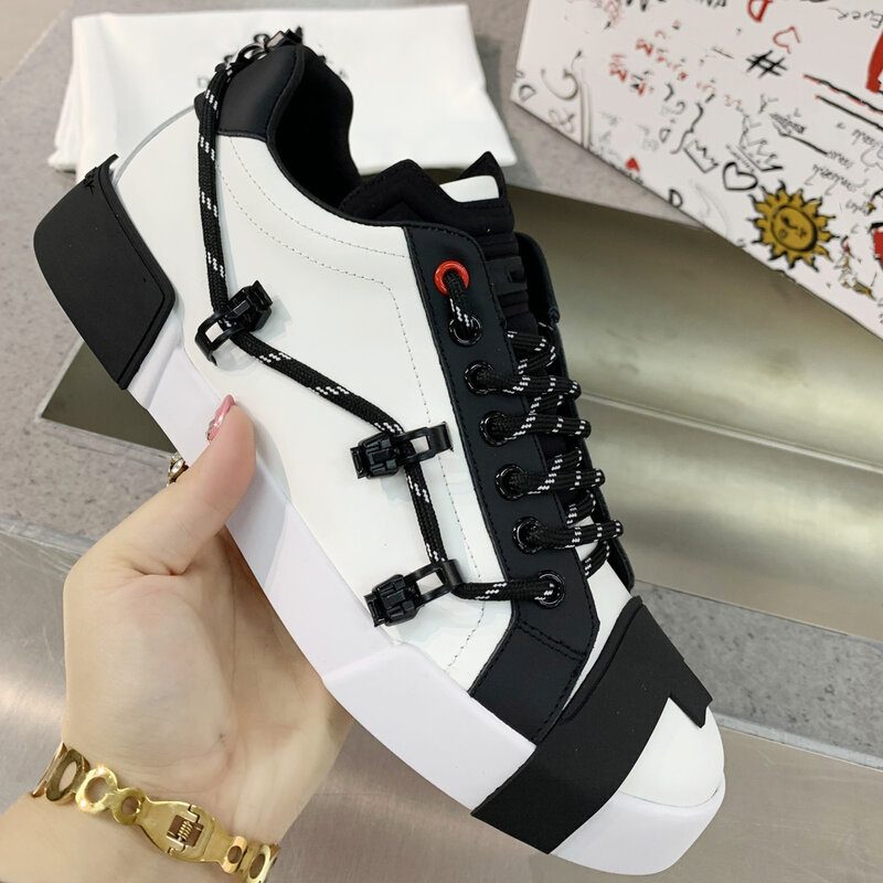 European goods D home spring new leather white shoes female ins tide Korean version of wild net celebrity smart shoes super fire
