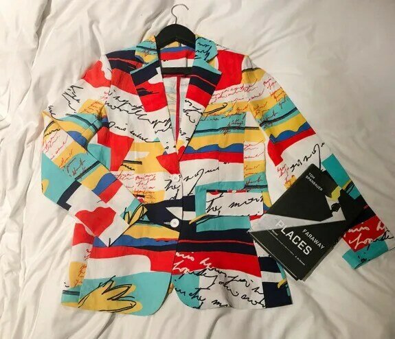 Chaqueta colorida con estampado de letras para mujer, ropa de calle elegante, ropa deportiva de Hip Hop, traje, chaquetas coreanas de primavera 2019