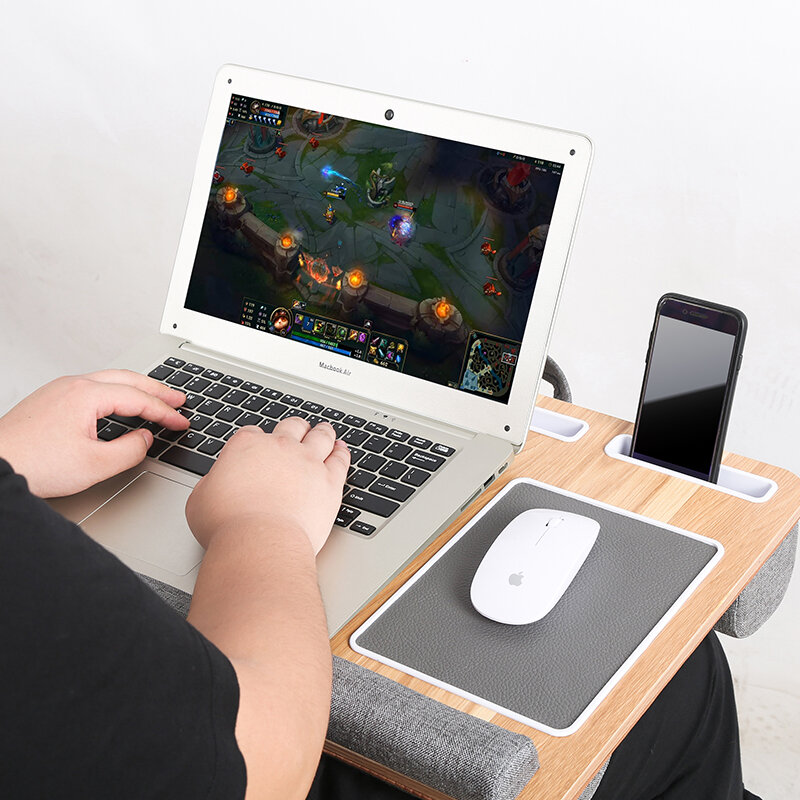 Portable Laptop Stand dengan Mouse Pad Pergelangan Tangan Sisanya untuk Notebook MacBook Di Bawah 17 Inch dengan Tablet Pena Pemegang Telepon Rumah nap Bantal