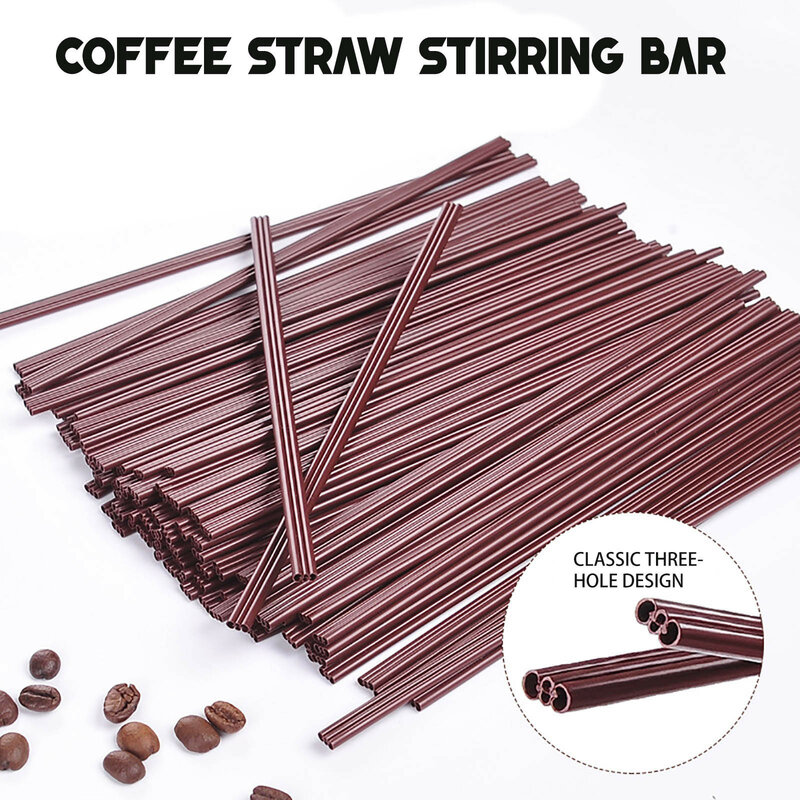 100ชิ้น/ถุงสามกาแฟทิ้งหลอดสีทึบนมชาพลาสติก Straw Stirring Rod สำหรับปาร์ตี้บาร์ Dual-ใช้หลอด